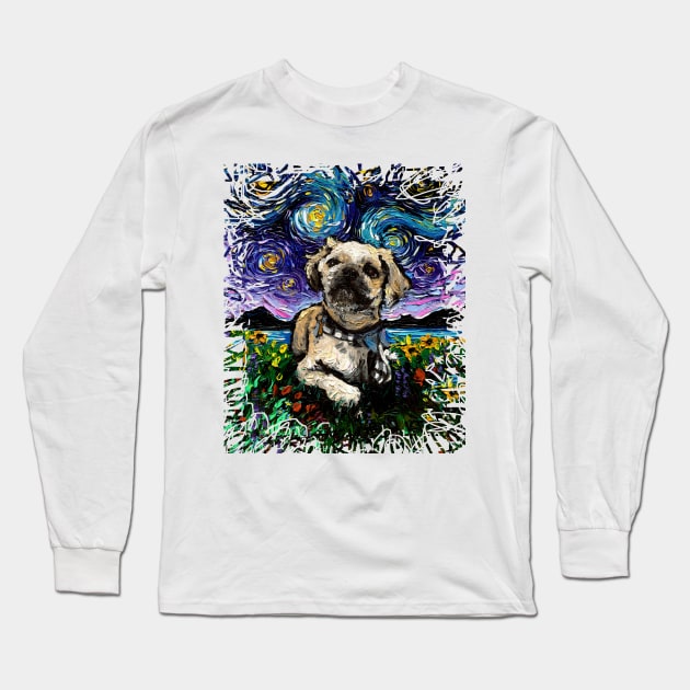 Shih Tzu Night 3 Long Sleeve T-Shirt by sagittariusgallery